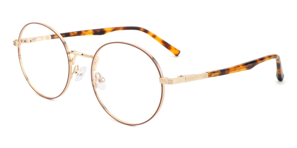 Frederic Champagne/Golden Round Metal Eyeglasses
