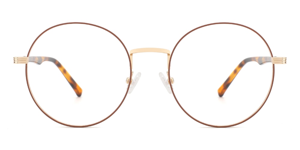 Frederic Champagne/Golden Round Metal Eyeglasses