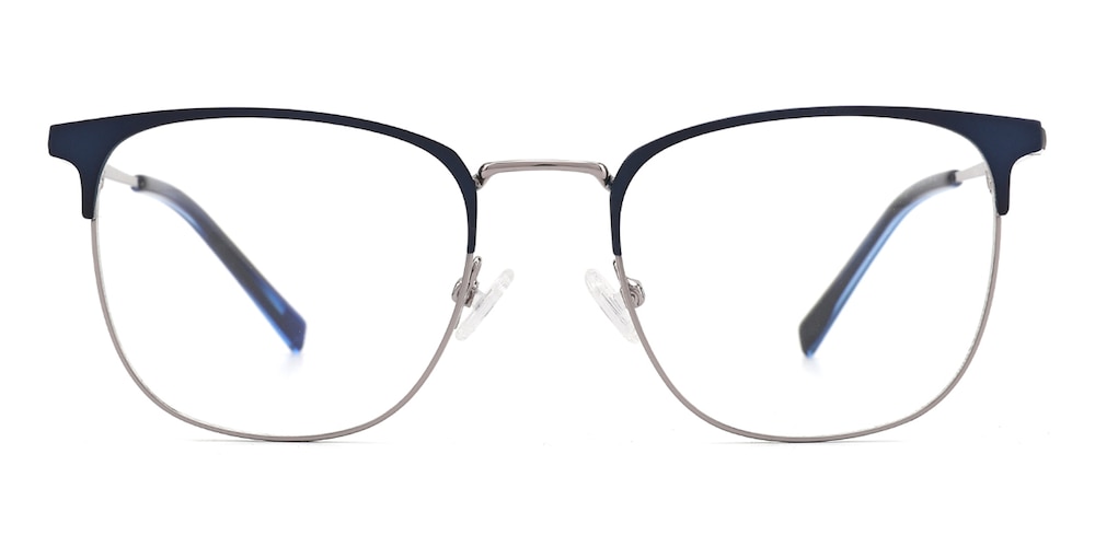 Gerald Blue/Silver Classic Wayframe Metal Eyeglasses