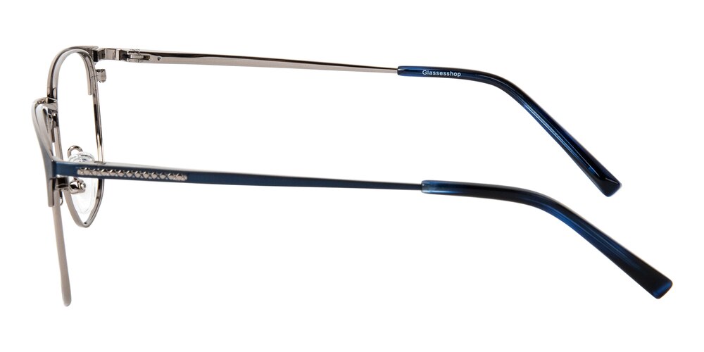 Gerald Blue/Silver Classic Wayframe Metal Eyeglasses