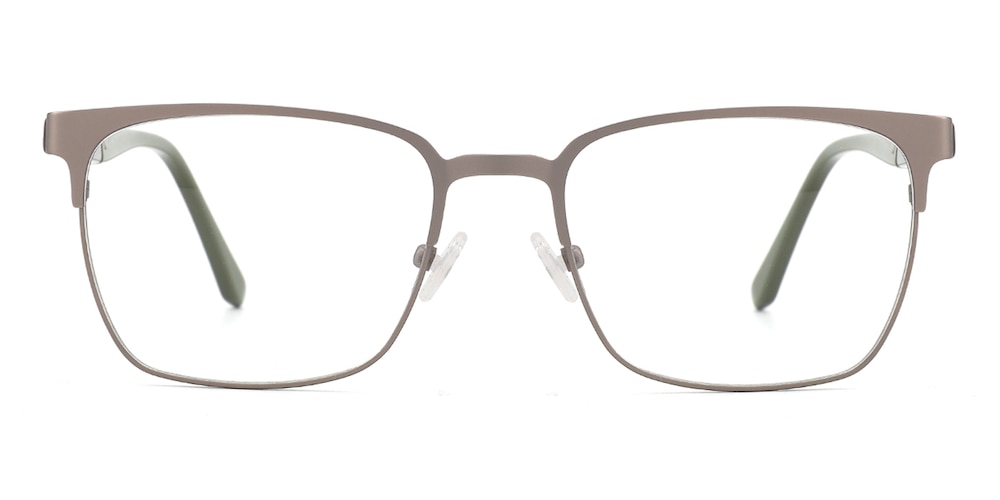 Isaac Gunmetal/Green Rectangle Metal Eyeglasses