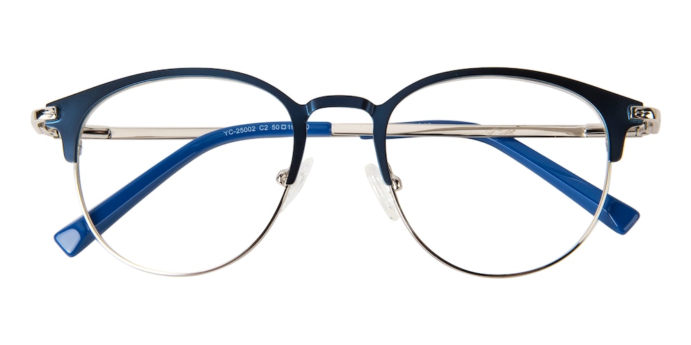 Norfolk Blue/Silver Round Metal Eyeglasses
