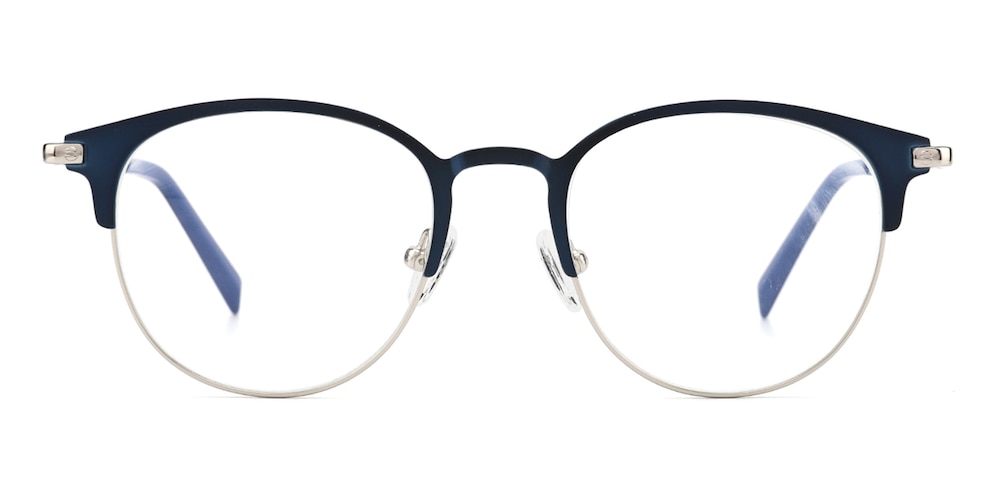 Norfolk Blue/Silver Round Metal Eyeglasses