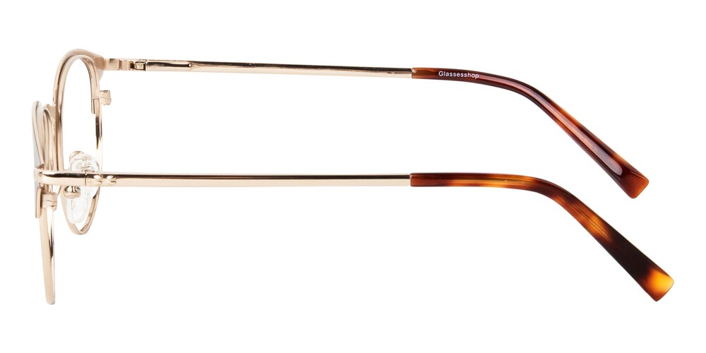 Norfolk Brown/Golden Round Metal Eyeglasses
