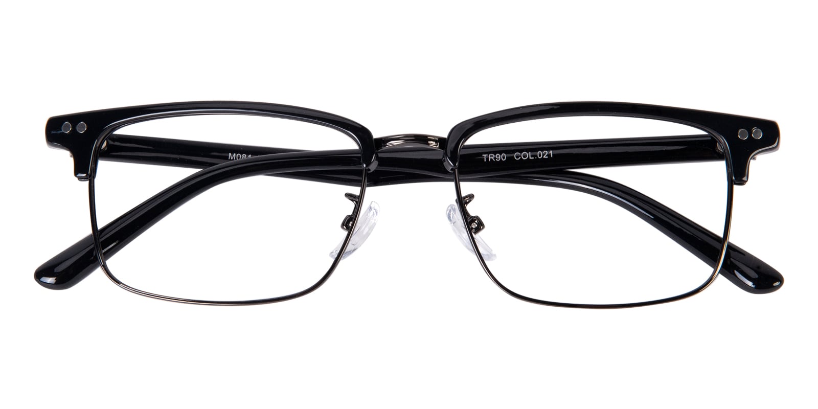 Rectangle,Browline,Horn Eyeglasses, Full Frame Black/Gunmetal TR90,blend Material - FP1775
