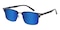 Martha Black/Gunmetal(Blue mirror-coating) Rectangle TR90 Sunglasses