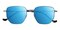 Wayne Silver/Blue mirror-coating Polygon Titanium Sunglasses