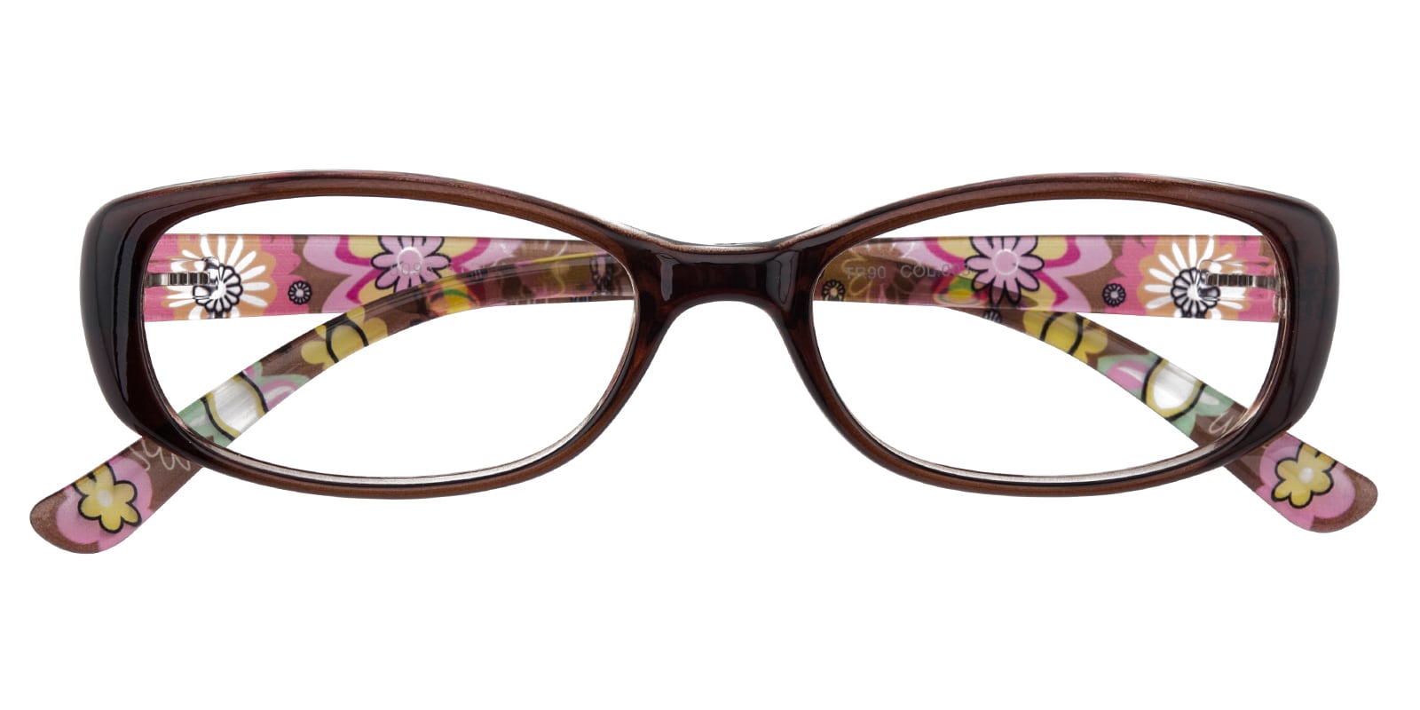 Oval Eyeglasses, Full Frame Brown/Floral TR90 - FP2101