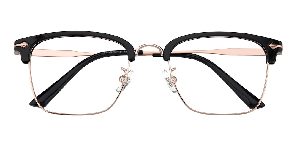 Aaron Black/Golden Browline Titanium Eyeglasses