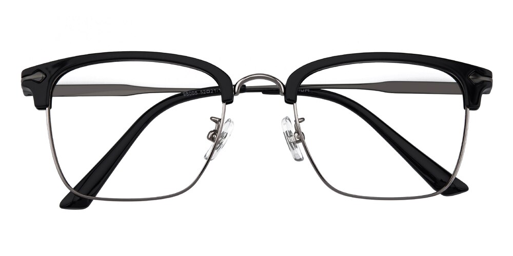 Aaron Black/Gunmetal Browline Titanium Eyeglasses