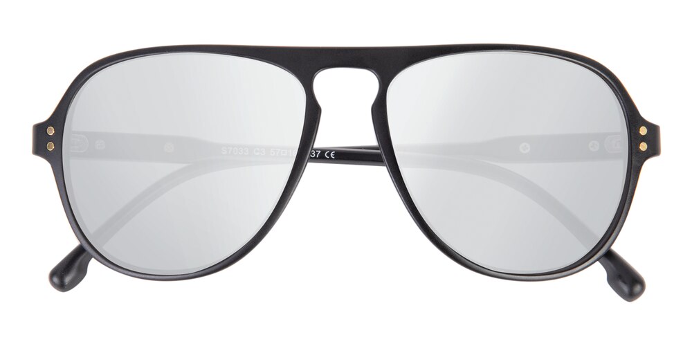 Kristol Black(Silver mirror-coating) Aviator TR90 Sunglasses