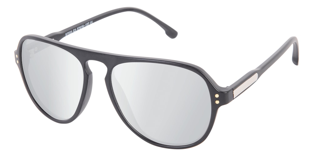Kristol Black(Silver mirror-coating) Aviator TR90 Sunglasses