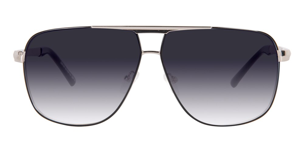 Angelo Black/Silver Aviator Metal Sunglasses