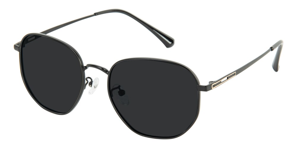 Meriden Black Polygon Metal Sunglasses