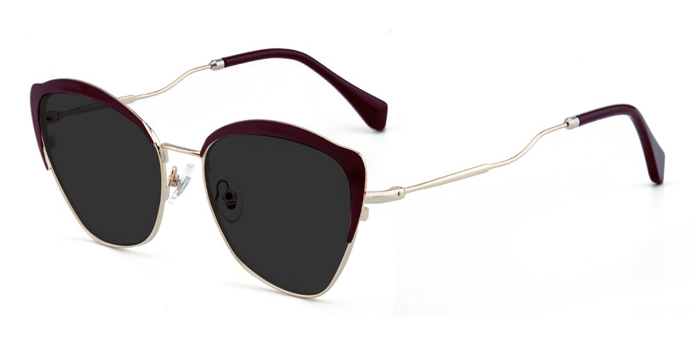 Sabina Brown/Golden Cat Eye Stainless Steel Sunglasses