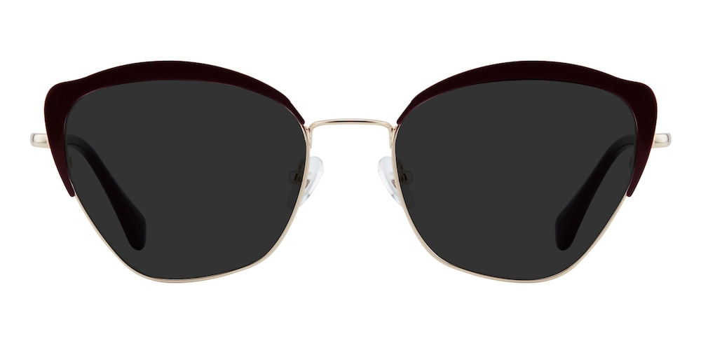 Sabina Brown/Golden Cat Eye Stainless Steel Sunglasses