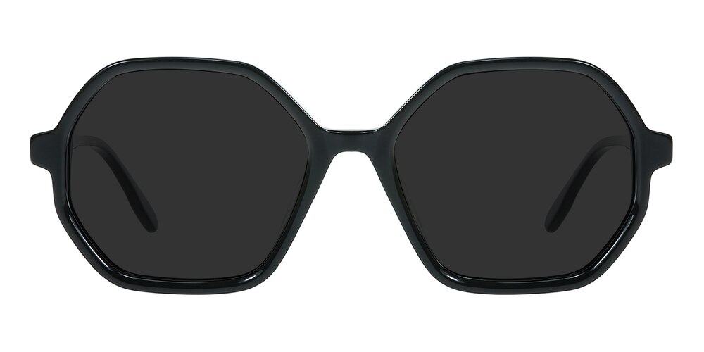 Sacramento Black Polygon Acetate Sunglasses