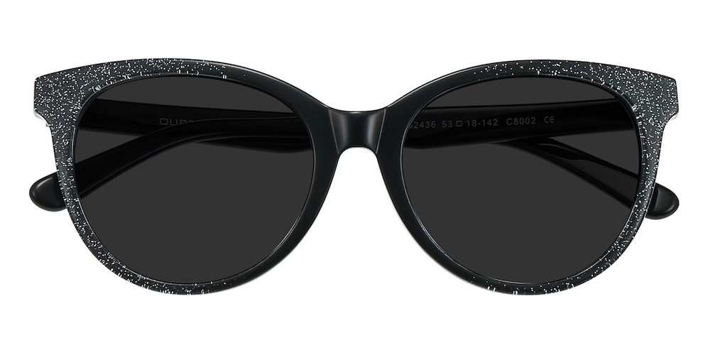 Barbara Black/Silver Cat Eye Acetate Sunglasses