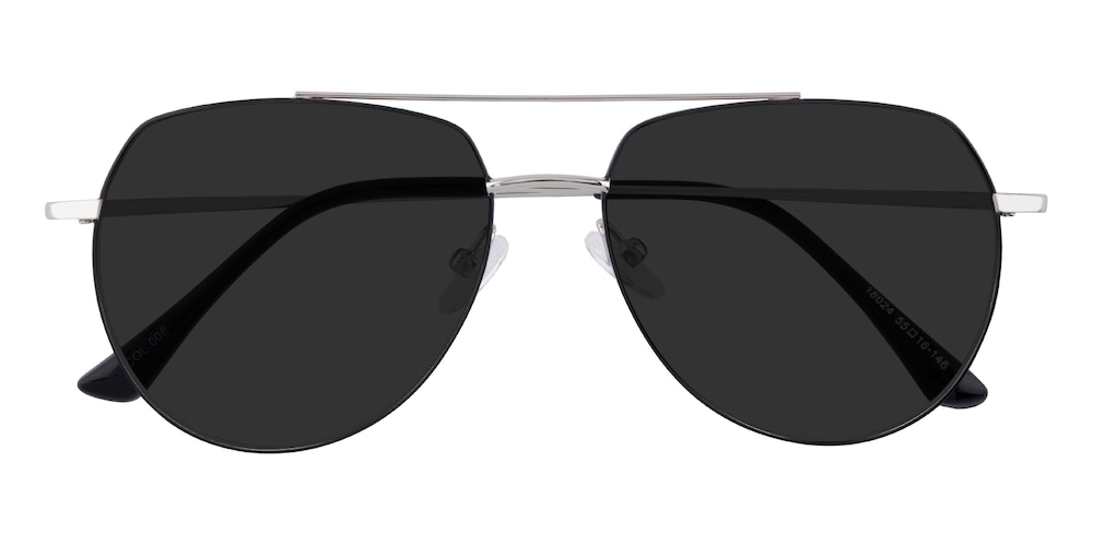 Bernardino Silver/Black Aviator Metal Sunglasses