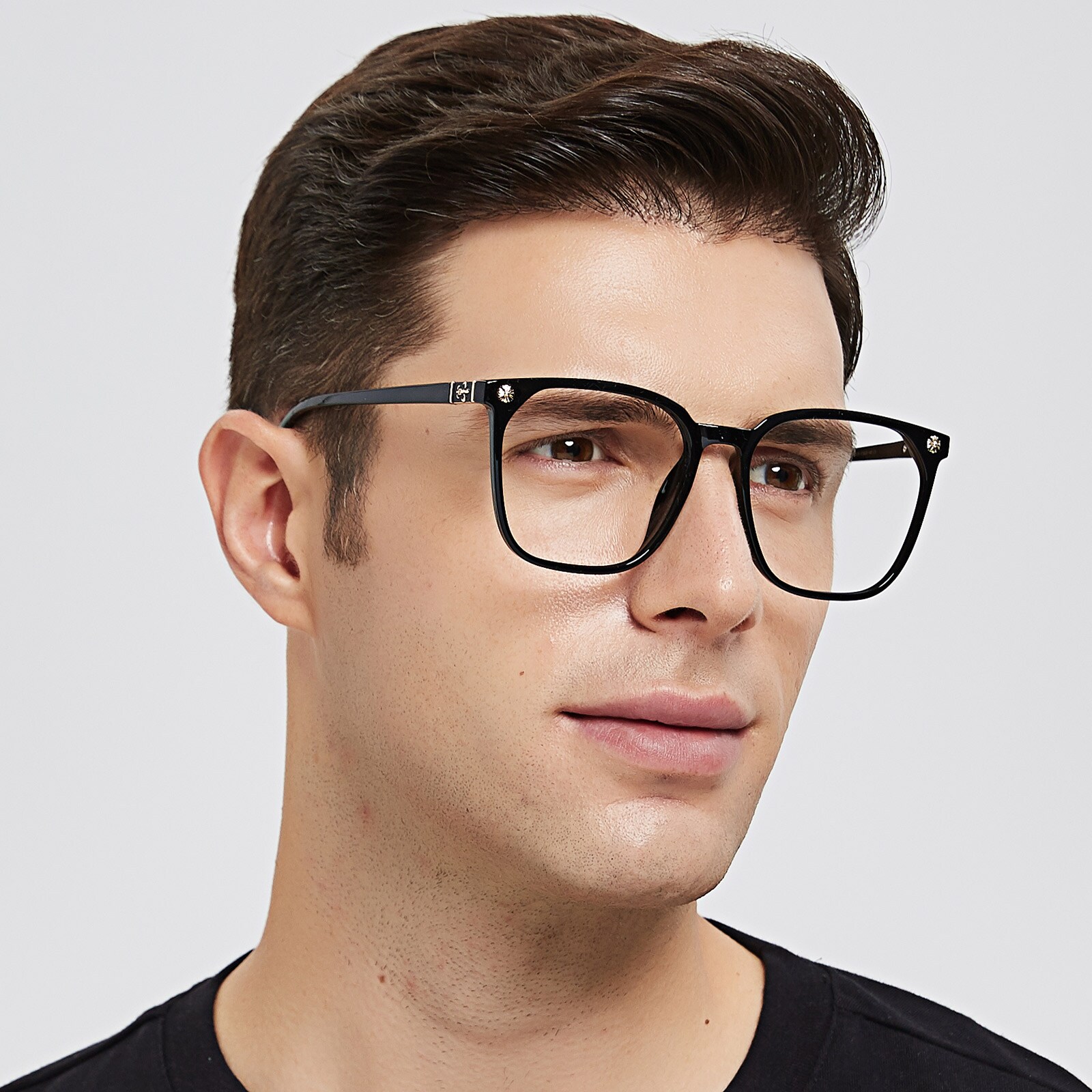 Square Eyeglasses, Full Frame Black TR90 - FP2043