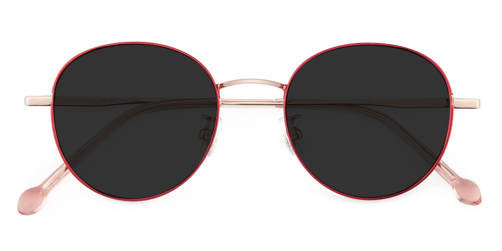 Charleston Red/Golden Round Titanium Sunglasses