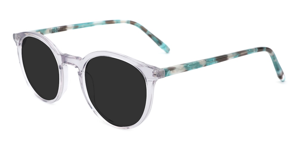 Vito Gray/Green Round Acetate Sunglasses