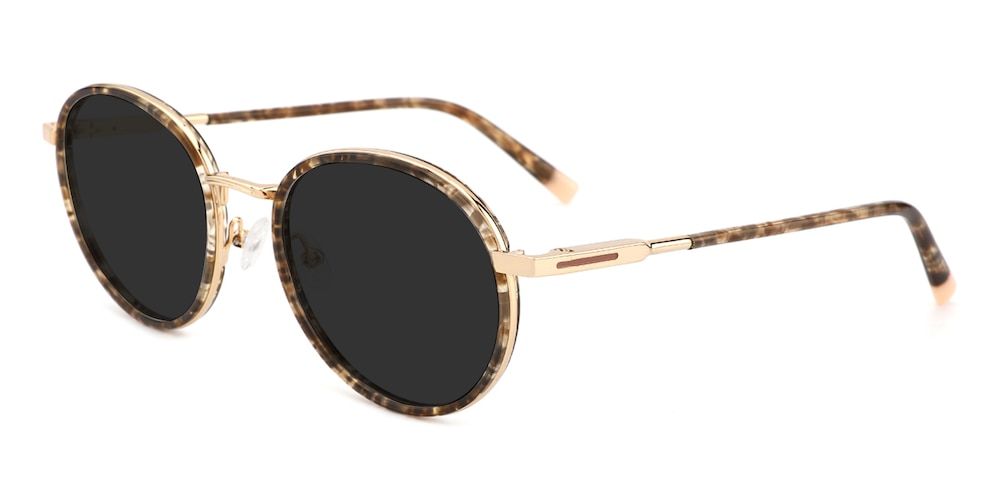 Zachary Tortoise/Golden Round Acetate Sunglasses