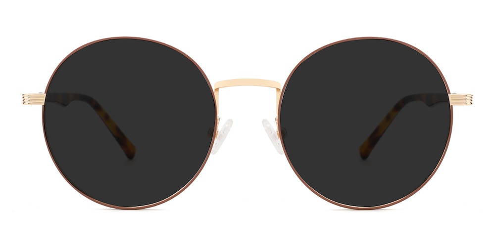 Hicks Champagne/Golden Round Metal Sunglasses