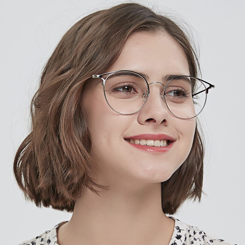 Carrie Black/Silver Cat Eye Metal Eyeglasses
