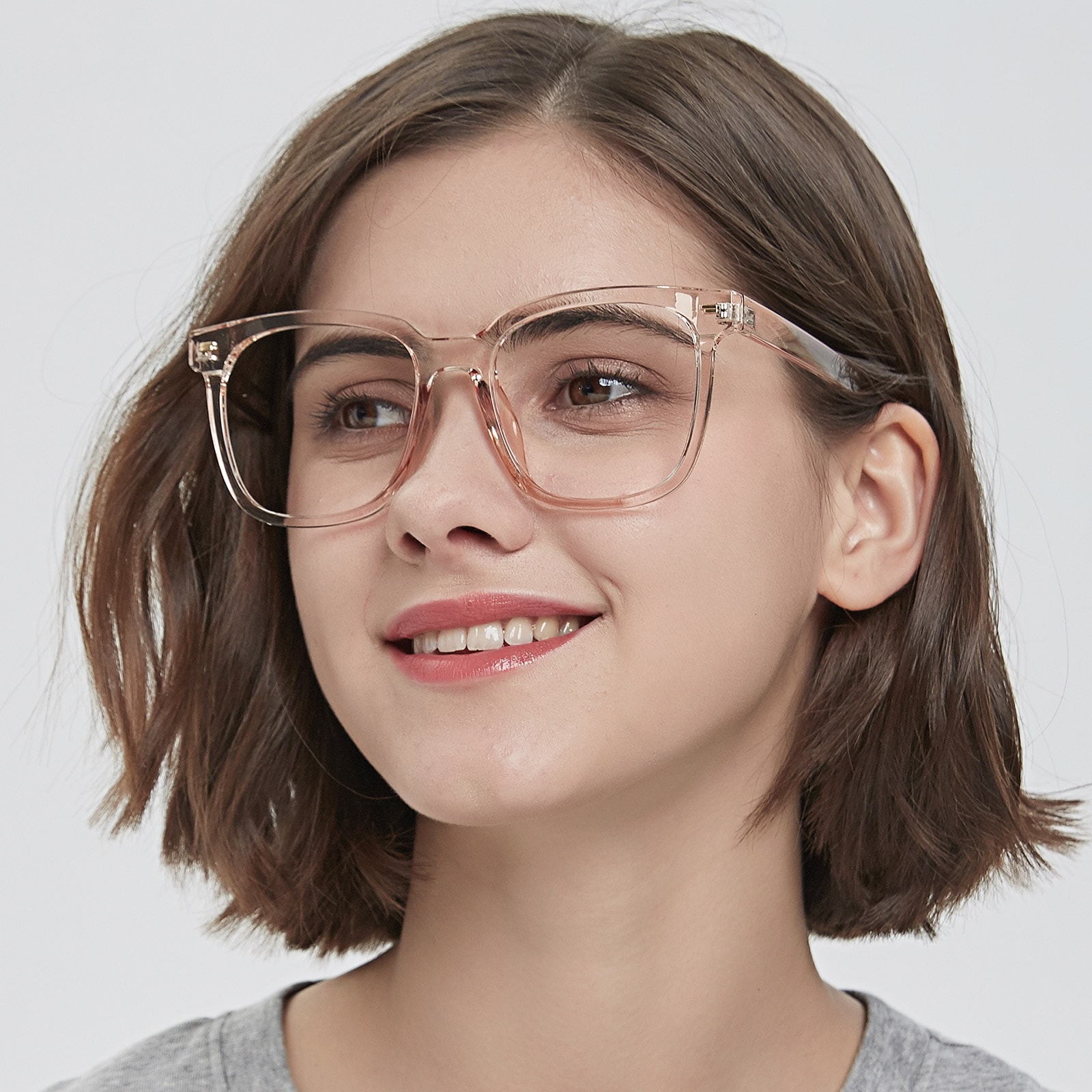 Horn,Square Eyeglasses, Full Frame Champagne TR90 - FP2024