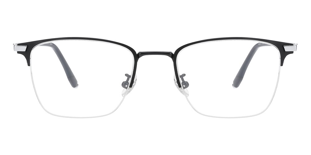 Cedric Black/Silver Rectangle Titanium Eyeglasses