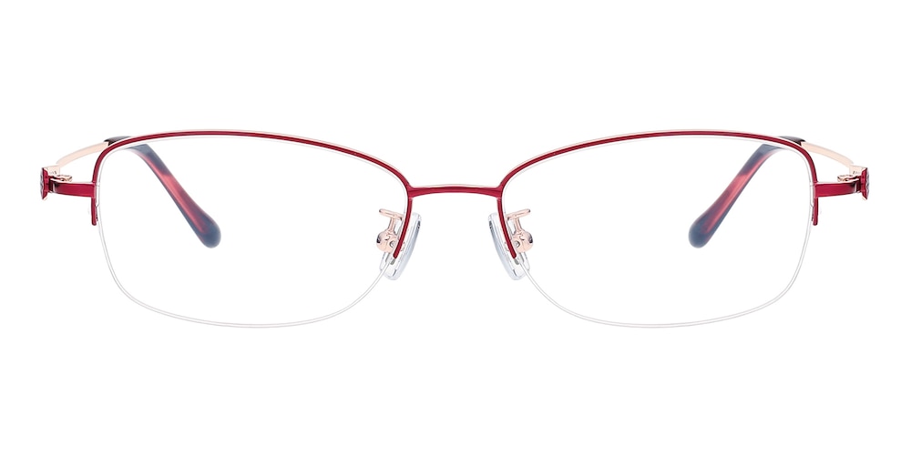 Delia Red Oval Titanium Eyeglasses