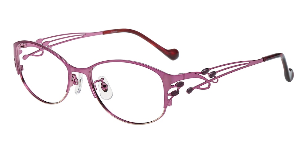 Celeste Purple Oval Metal Eyeglasses