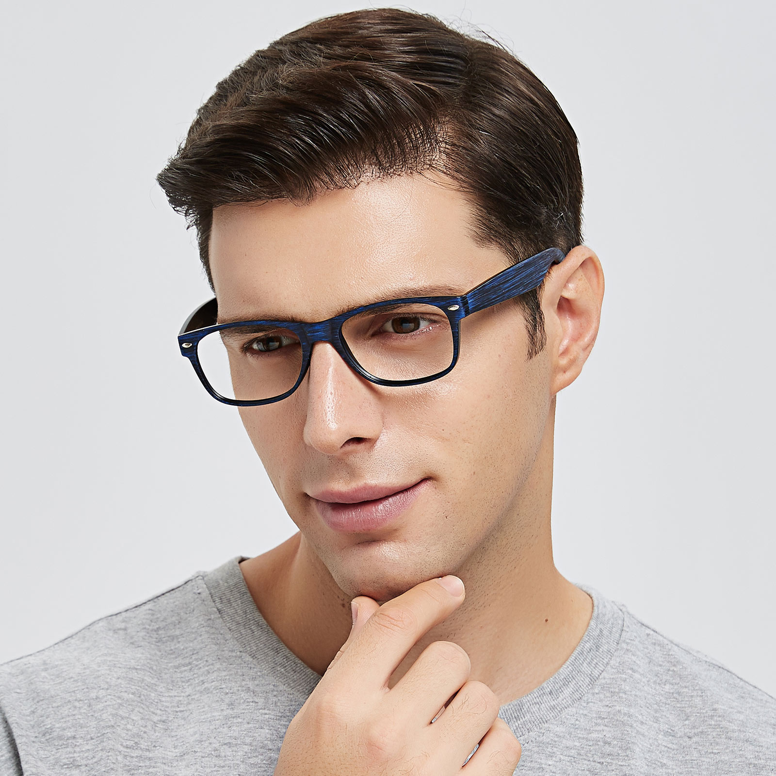 Rectangle Eyeglasses, Full Frame Blue TR90 - FP1808