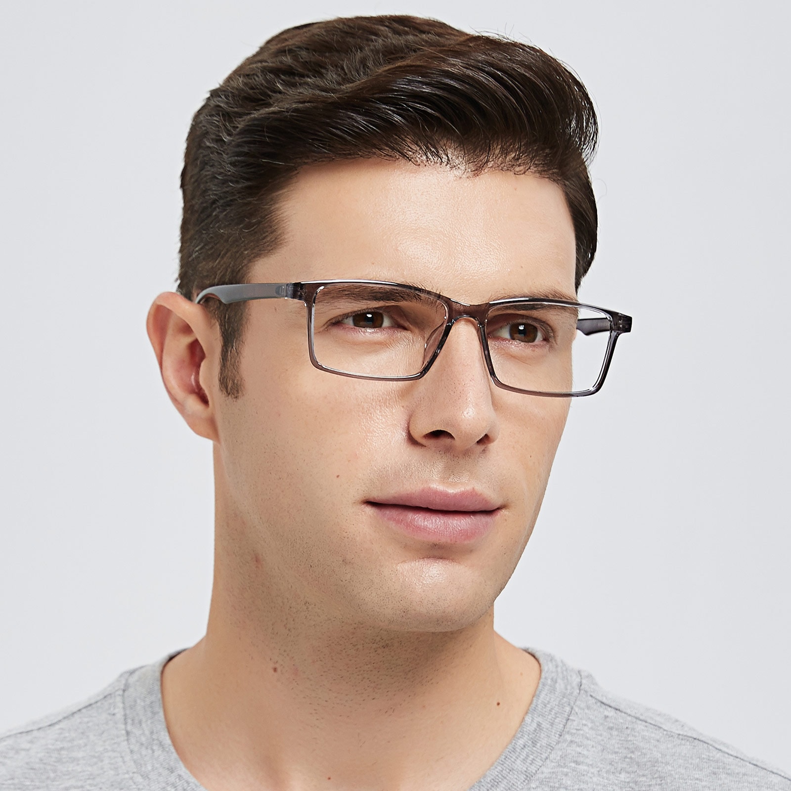 Rectangle Eyeglasses, Full Frame Gray TR90 - FP1843