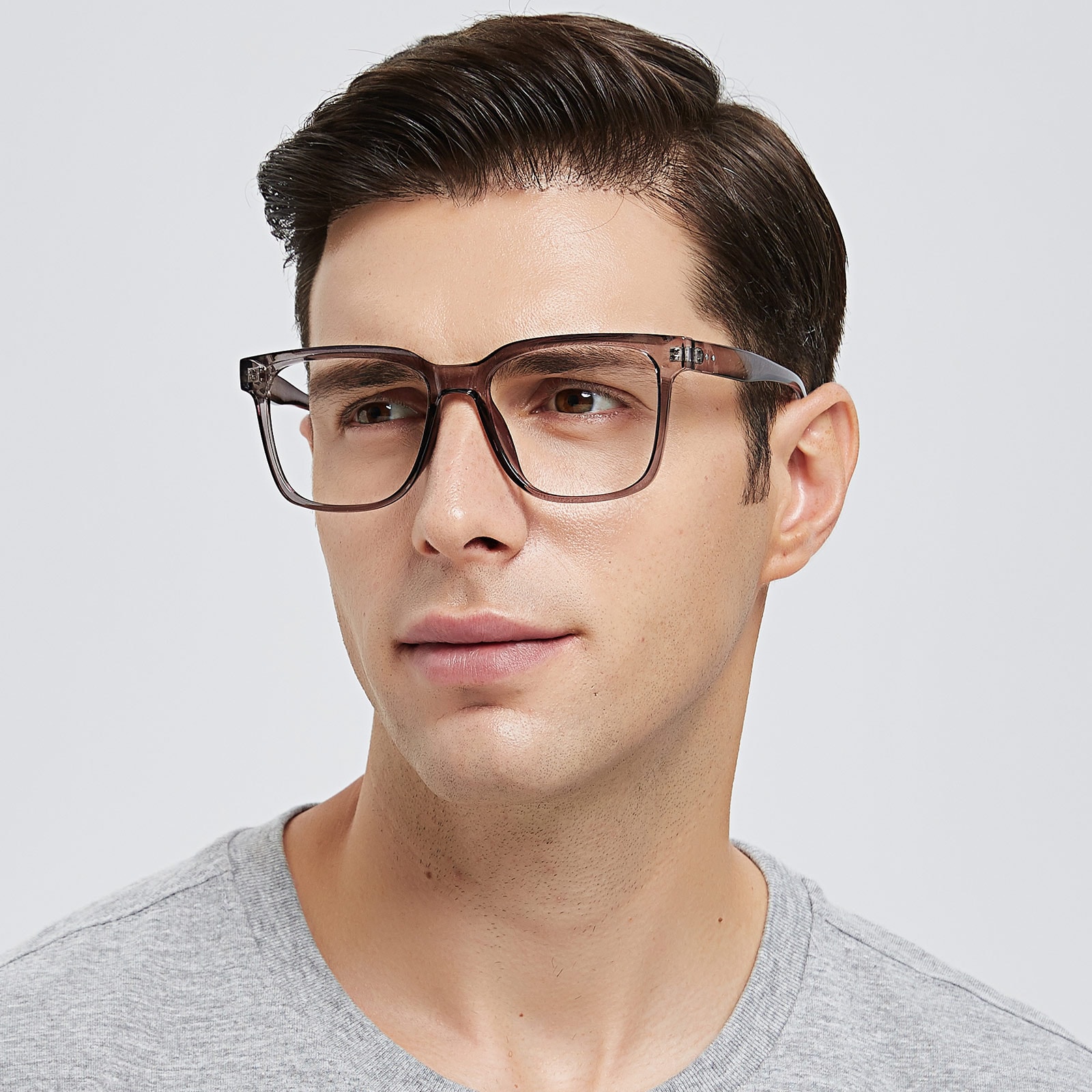 Horn,Square Eyeglasses, Full Frame Gray TR90 - FP2034