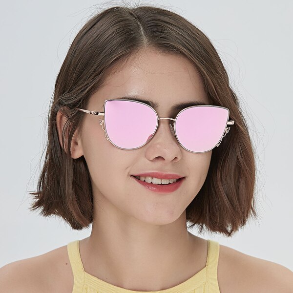 Marlowe Cat Eye Rose Gold(Rose Gold mirrorcoating) FullFrame Metal Sunglasses
