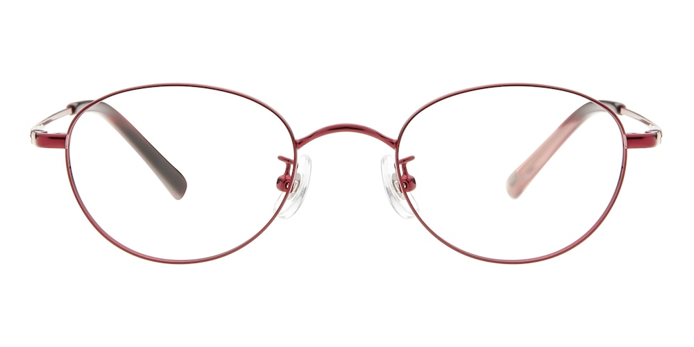 Cynthia Red Oval Metal Eyeglasses
