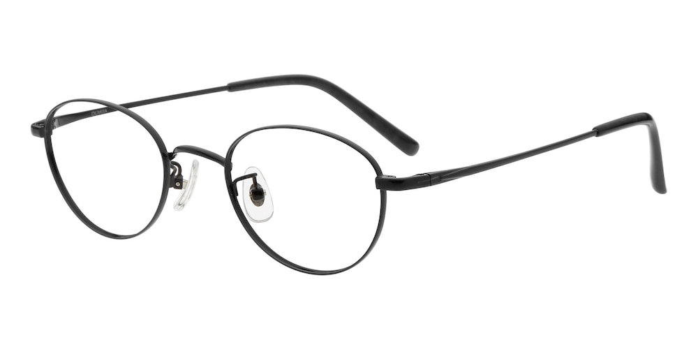 Cynthia Black Oval Metal Eyeglasses