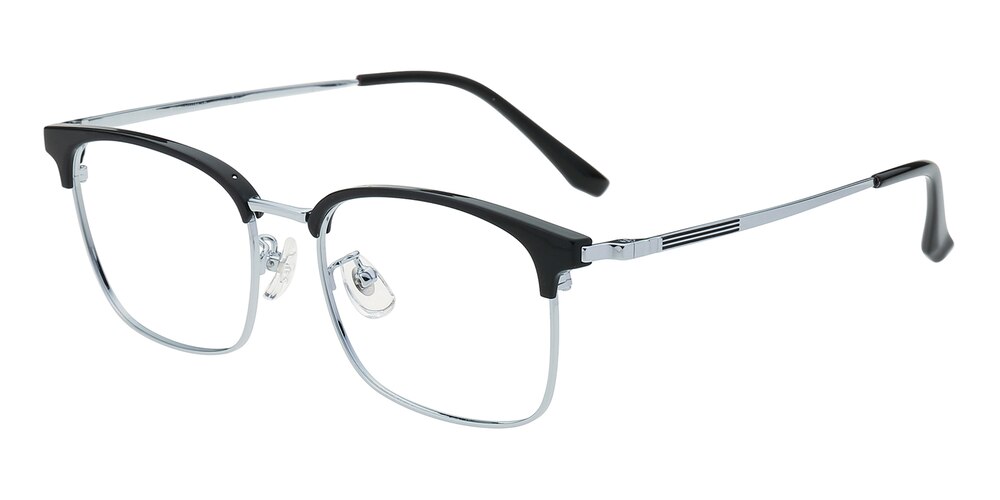 Pasadena Black/Silver Browline TR90 Eyeglasses