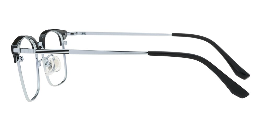 Pasadena Black/Silver Browline TR90 Eyeglasses