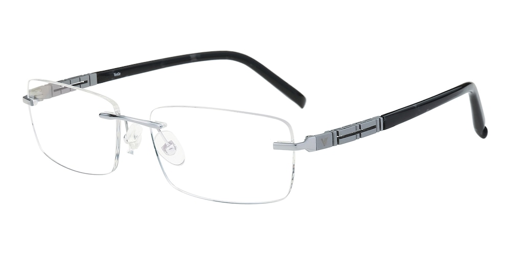 Dave Silver Rectangle Titanium Eyeglasses