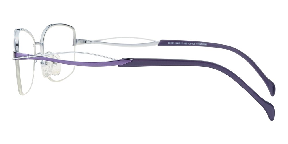 Hermosa Silver/Purple Oval Titanium Eyeglasses