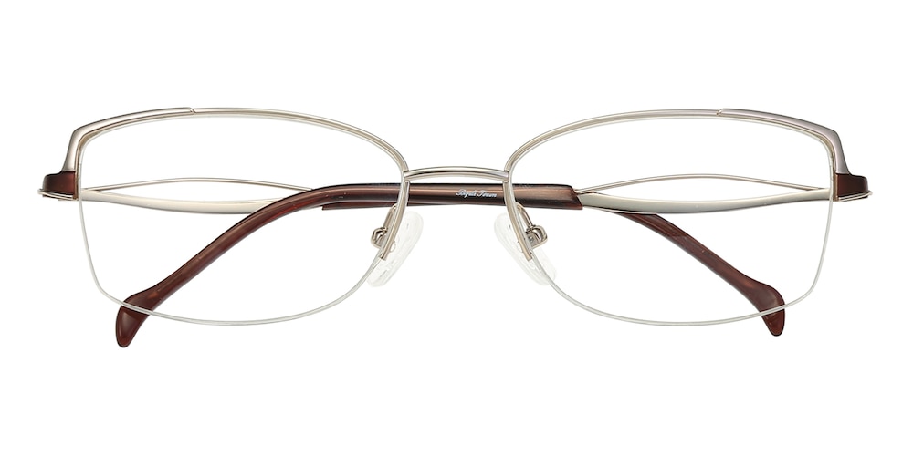 Hermosa Golden/Brown Oval Titanium Eyeglasses