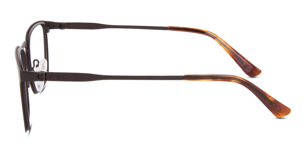 Bevis Brown Rectangle Stainless Steel Eyeglasses
