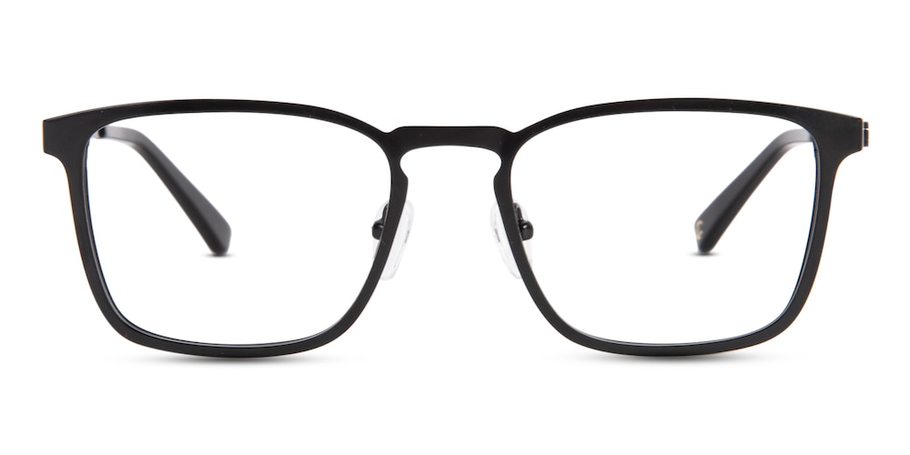 Bevis Black Rectangle Stainless Steel Eyeglasses