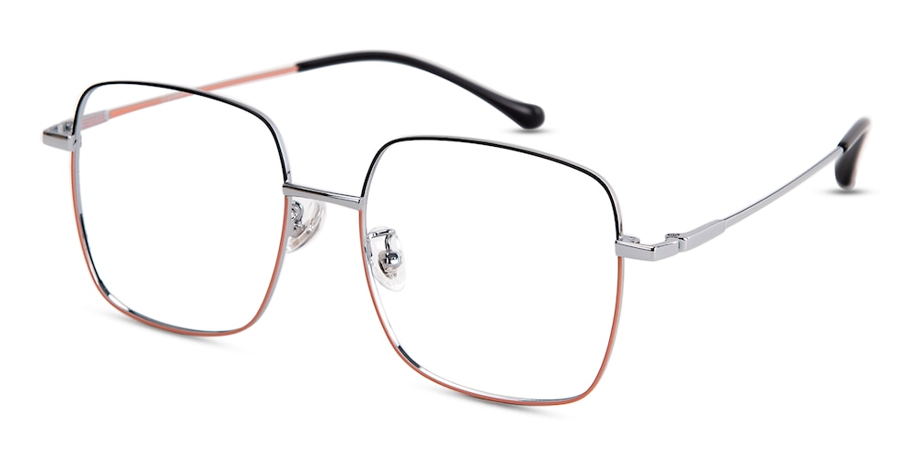 Doris Black/Silver/Pink Square Titanium Eyeglasses