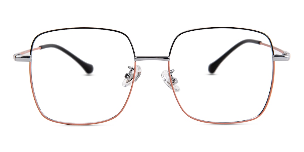 Doris Black/Silver/Pink Square Titanium Eyeglasses