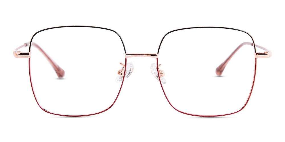 Doris Black/Golden/Red Square Titanium Eyeglasses
