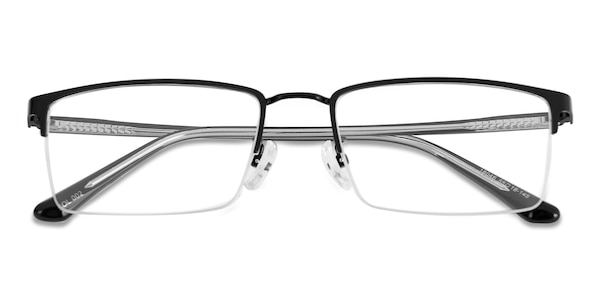 Stephen Black Rectangle Metal Eyeglasses